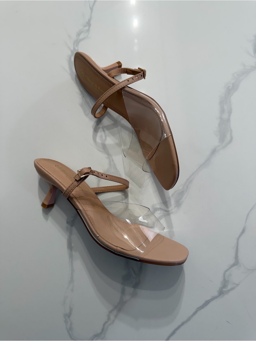 Nude Clear-Strap Mid Heel Mules - Picture 2 of 4